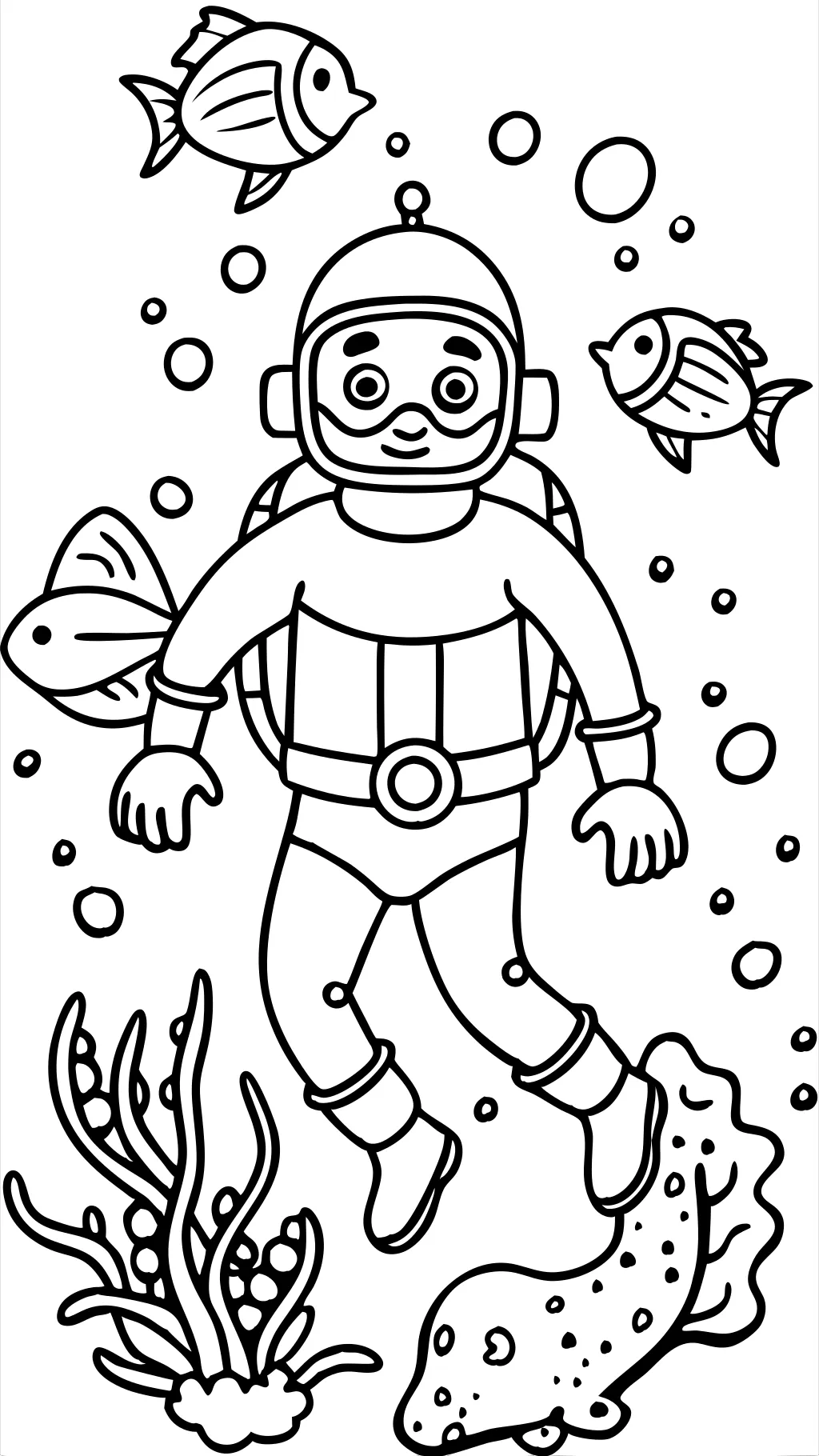 scuba diver coloring page